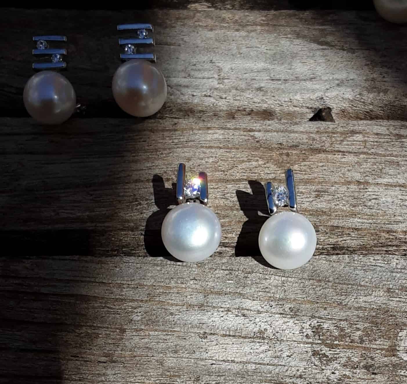 Pendientes perla con circonitas