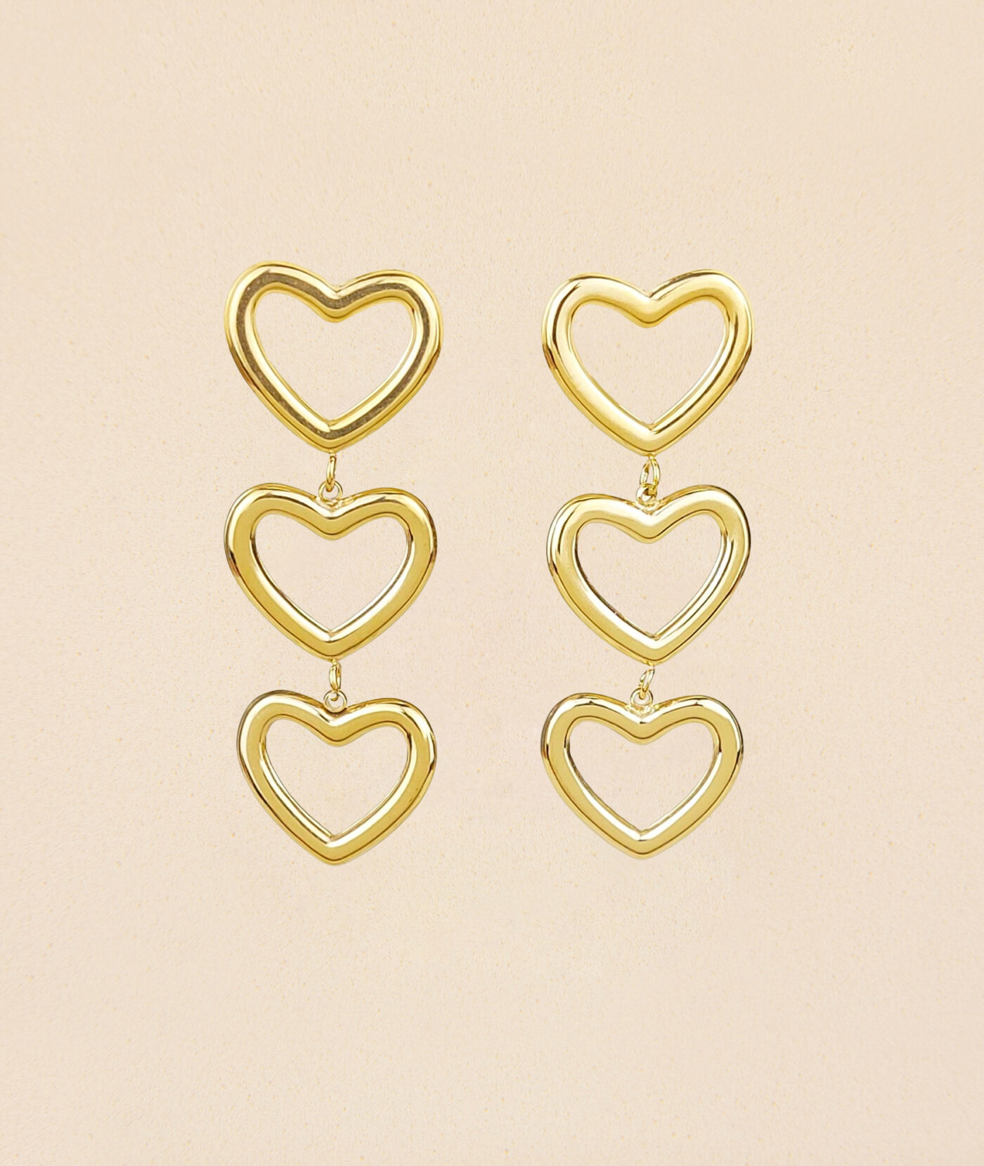 Pendientes Largos Corazones Acero