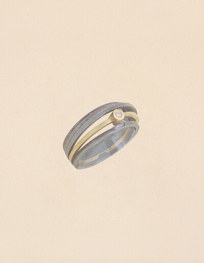 Anillo Arco Plata y Oro 18k