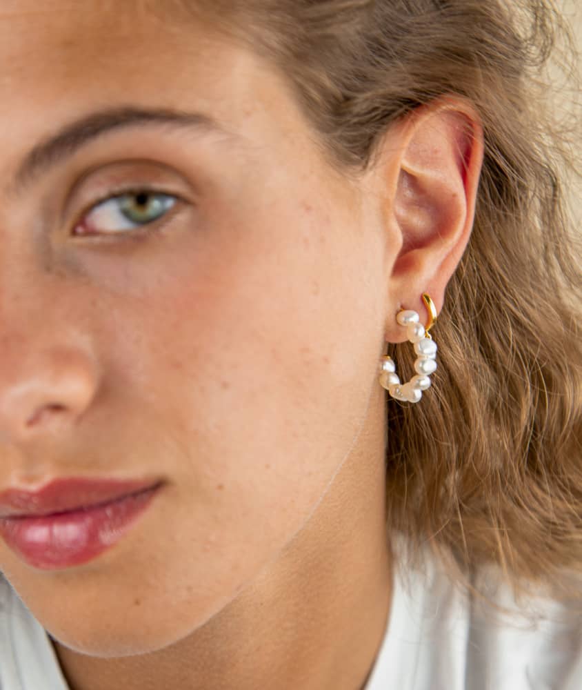 Pendientes aros oro perlas cultivadas plata Mediterranean
