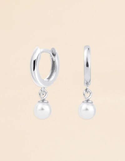 Pendientes de aro con perla colgando Pearl silver