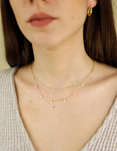 Collar colgantes perlas Oro
