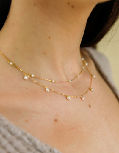 Collar colgantes perlas Oro