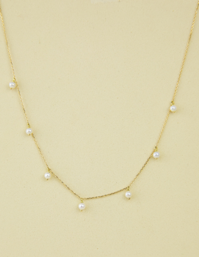 Collar colgantes perlas Oro 18k