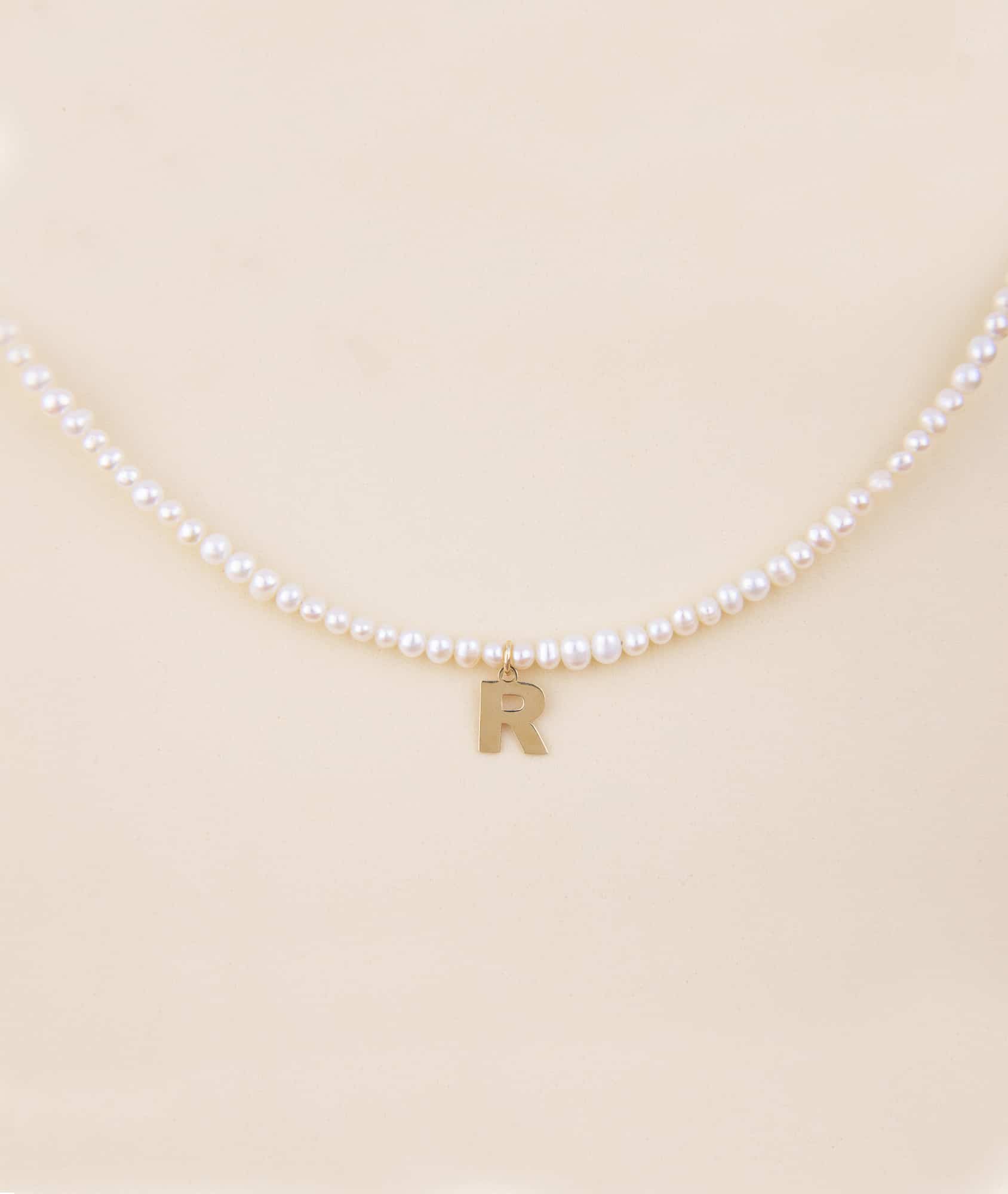 Collar perlas plata letra inicial Pearletter