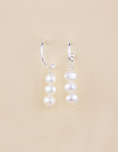 Pendientes aros con colgantes de perlas naturales Salty silver