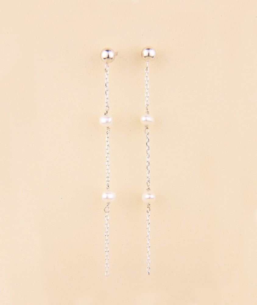 Pendientes plata largos perlas cultivadas Ocean silver